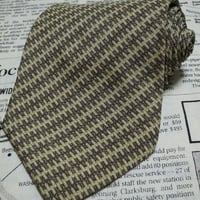 エンポリオアルマーニ EMPORIO ARMANI 良品 微光沢 ネクタイ イタリア製 シルク100% パターン柄 ベージュ系 D-004608