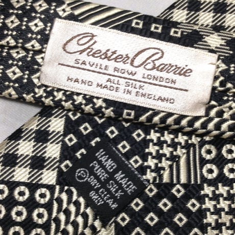 チェスターバリー CHESTER BARRIE 良品 微光沢 ネクタイ イギリス製 シルク100% パターン柄 ミックス P-009204