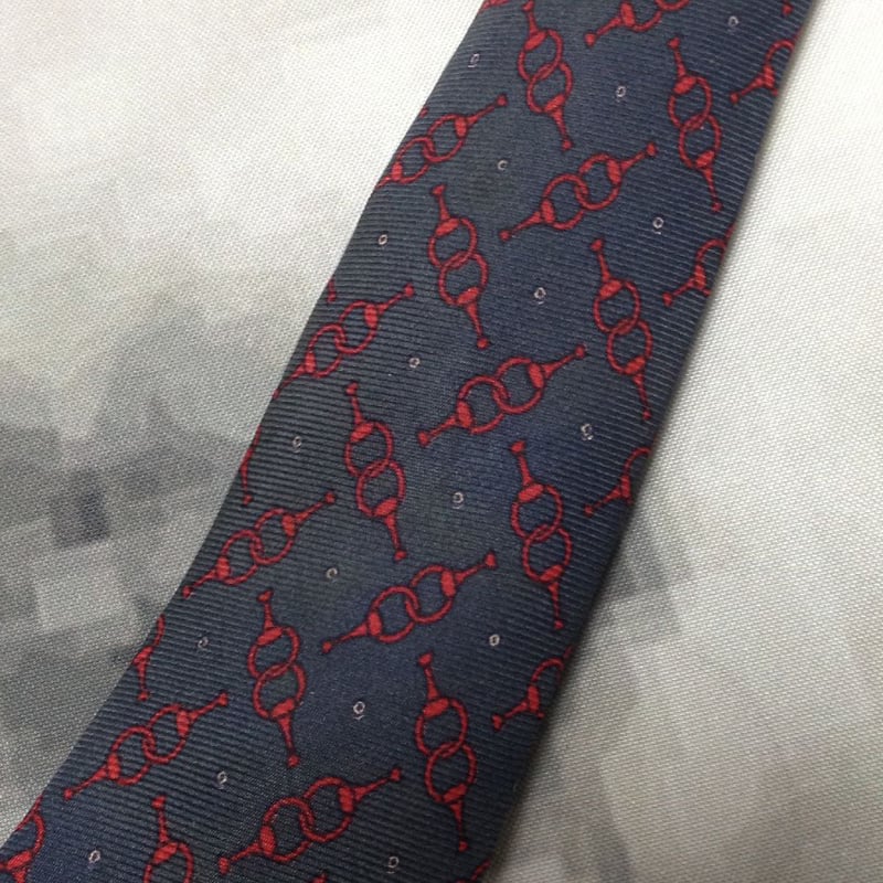グッチ GUCCI 微光沢 ネクタイ イタリア製 シルク100% パターン柄 濃紺 