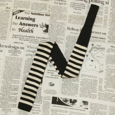 ユニクロ UNIQLO 美品 微光沢 ネクタイ ポリエステル100% ボーダー柄 切替 ニット スクエア タイ ミックス O-007609