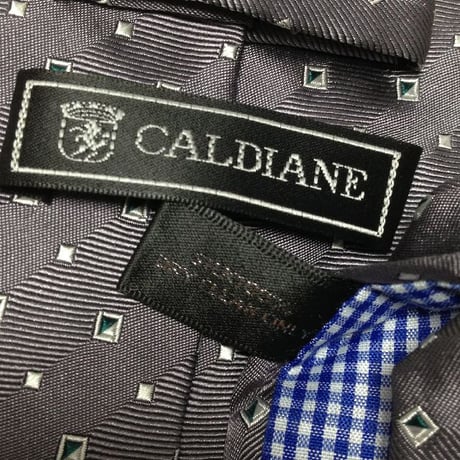 カルディアーネ CALDIANE 微光沢 ネクタイ シルク100% パターン柄 裏地チェック柄 ミックス V-005987