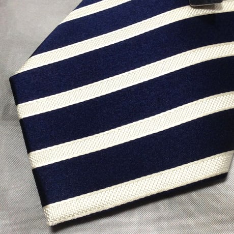 メンズクラブ MEN'S CLUB 美品 新品未使用タグ付 微光沢 ネクタイ 斜めストライプ 濃紺系×白系 ネイビー系 X-008134