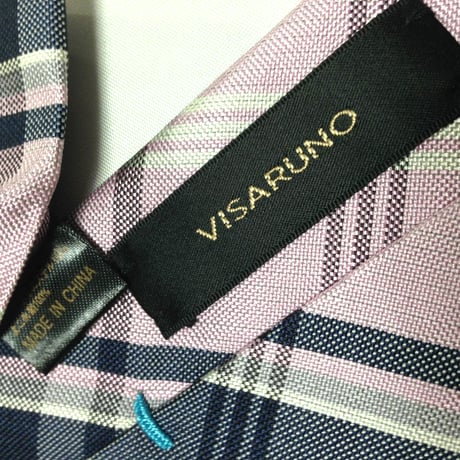 ビサルノ VISARUNO 微光沢 ネクタイ チェック柄 ナロータイ ピンク系 V-009386