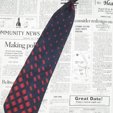 ランバン LANVIN 微光沢 ネクタイ シルク ブロック柄 濃紺系ベース ネイビー系 Q-005660