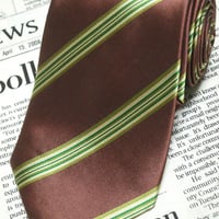イヴサンローラン Yves Saint Laurent YSL 微光沢 ネクタイ シルク100% 斜めストライプ レジメンタル ワインレッド系ベース 赤系 J-005188
