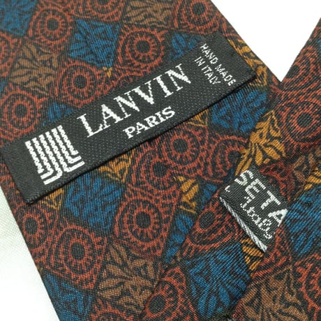 ランバン LANVIN 微光沢 ネクタイ イタリア製 シルク100% パターン柄 ミックス Z-008283