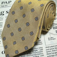 タケオキクチ TAKEO KIKUCHI TK 美品 微光沢 ネクタイ 日本製 シルク100% パターン柄 黄色系 イエロー系 G-004931