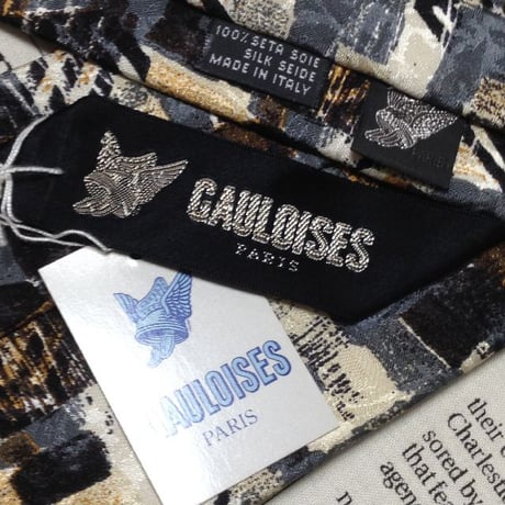 ゴロワーズ GAULOISES 美品 新品未使用タグ付 微光沢 ネクタイ イタリア製 シルク100% 総柄 ミックス M-007369