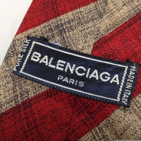 バレンシアガ Balenciaga 良品 微光沢 ネクタイ シルク100% 斜めストライプ レジメンタル ミックス V-008000