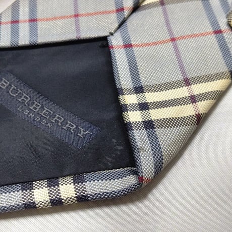 バーバリー Burberry 微光沢 ネクタイ 日本製 シルク100% チェック柄 グレー系 H-008758
