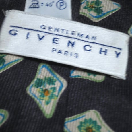 ジバンシィ GIVENCHY 良品 微光沢 ネクタイ イタリア製 シルク 小花柄 ダークグレー系ベース H-004940