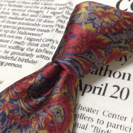 ランバン LANVIN 良品 微光沢 ネクタイ フランス製 シルク100% 花柄 ミックス I-006875