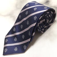 Royal Cravat 美品 微光沢 ネクタイ 斜めストライプ レジメンタル 虎柄 タイガー 濃紺系 ネイビー系 U-009364