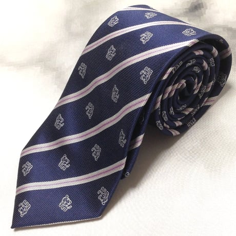 Royal Cravat 美品 微光沢 ネクタイ 斜めストライプ レジメンタル 虎柄 タイガー 濃紺系 ネイビー系 U-009364