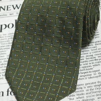 ダンヒル dunhill 美品 微光沢 ネクタイ イギリス製 シルク100% パターン柄 深緑系 グリーン系 K-005317
