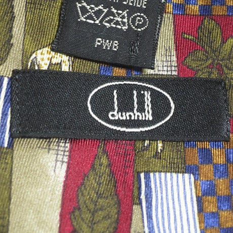ダンヒル dunhill 良品 微光沢 ネクタイ イタリア製 シルク100% キリン シマウマ 動物 アニマル ミックス Q-005656