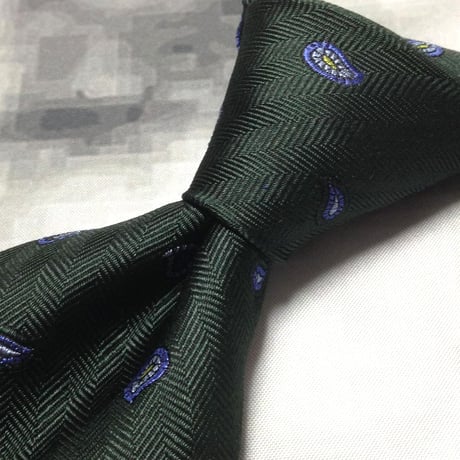 ブルックスブラザーズ BROOKS BROTHERS 346 美品 新品未使用タグ付 微光沢 ネクタイ ペイズリー柄 緑系 グリーン系 X-008144