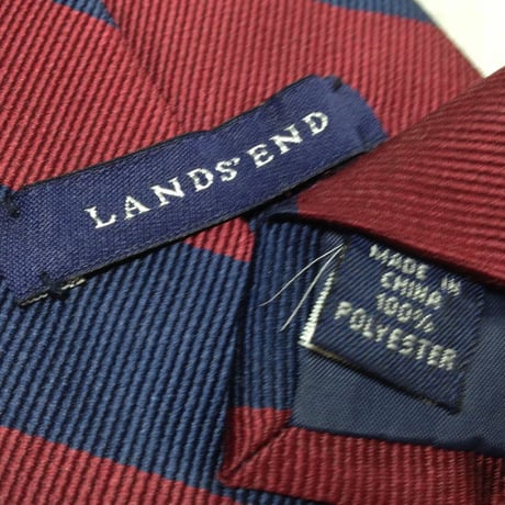 ランズエンド LAND'S END 良品 微光沢 ネクタイ 斜めストライプ レジメンタル 濃紺系 ネイビー系 V-009405