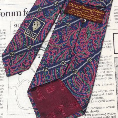 グッチ GUCCI 微光沢 ネクタイ イタリア製 シルク100% ペイズリー調 ミックス Z-006264
