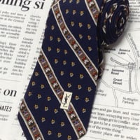 イヴサンローラン Yves Saint Laurent YSL 微光沢 ネクタイ イタリア製 シルク100% 斜めストライプ レジメンタル パターン柄 ミックス V-006007