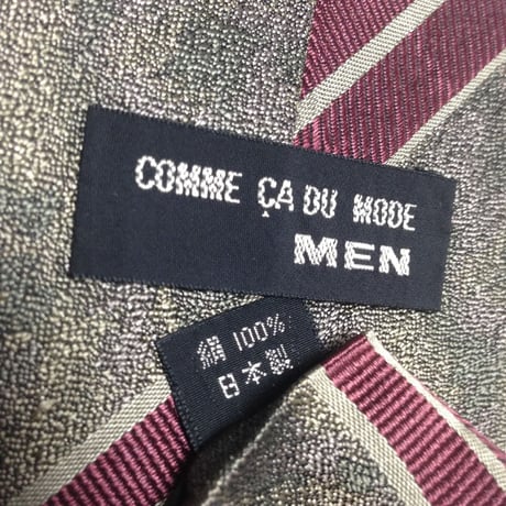 コム サ デ モード メン COMME CA DU MODE 良品 微光沢 ネクタイ  斜めストライプ レジメンタル グレー系 W-009416