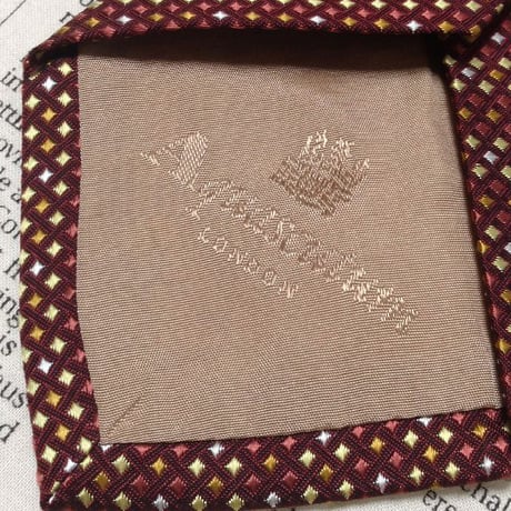 アクアスキュータム Aquascutum 微光沢 ネクタイ 日本製 シルク100% ブロック柄 ミックス M-007385