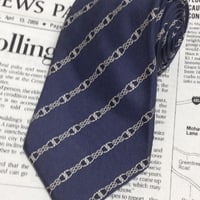 エルメス HERMES 微光沢 ネクタイ フランス製 シルク100% 鎖柄 ミックス U-005958