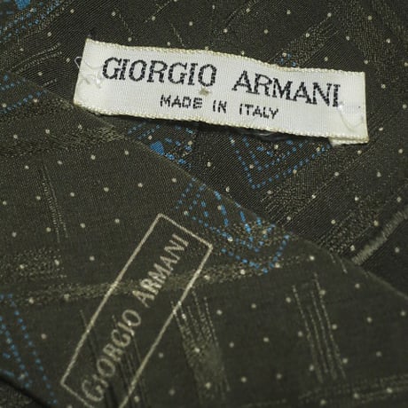 ジョルジオアルマーニ GIORGIO ARMANI 良品 ネクタイ イタリア製 パターン柄 茶系ベース ブラウン系 J-005231