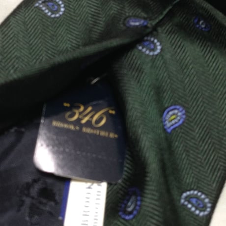 ブルックスブラザーズ BROOKS BROTHERS 346 美品 新品未使用タグ付 微光沢 ネクタイ ペイズリー柄 緑系 グリーン系 X-008144