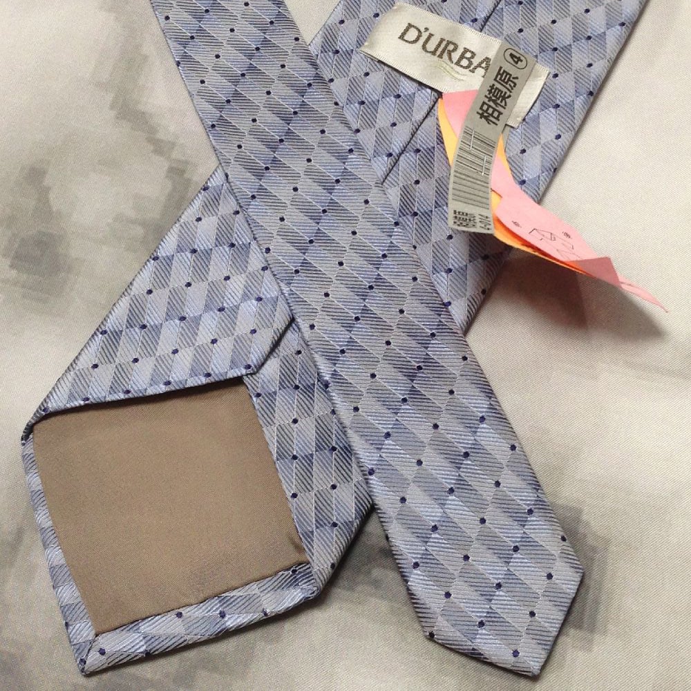 ダーバン DURBAN クリーニング済 微光沢 ネクタイ シルク100% パターン柄 青系 ブルー系 V-008039