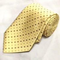 ジョンピアース JOHN PEARSE 美品 未使用品 微光沢 ネクタイ 日本製 シルク100% パターン 黄系 イエロー系 V-009411