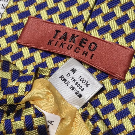 タケオキクチ TAKEO KIKUCHI TK 美品 未使用品 微光沢 ネクタイ 日本製 シルク100% パターン柄 ミックス M-007373