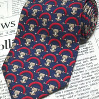 トラサルディ TRUSSARDI 美品 未使用品 微光沢 ネクタイ イタリア製 シルク100% 引掛パチン錠 持ち手 濃紺系ベース ネイビー H-005044