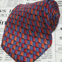 エルメネジルドゼニア Ermenegildo Zegna 美品 未使用品 微光沢 ネクタイ イタリア製 シルク100% パターン柄 ワインレッド系 赤系 F-004788