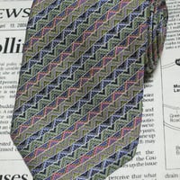 ミッソーニ MISSONI 美品 未使用品 微光沢 ネクタイ イタリア製 シルク100% 斜めストライプ レジメンタル ミックス K-005336