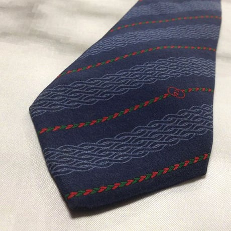 グッチ GUCCI 微光沢 ネクタイ イタリア製 シルク100% パターン柄 濃紺系 ネイビー系 S-007847