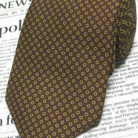 アクアスキュータム Aquascutum 美品 未使用品 微光沢 ネクタイ シルク100% パターン柄 茶色系ベース ブラウン系 I-005076