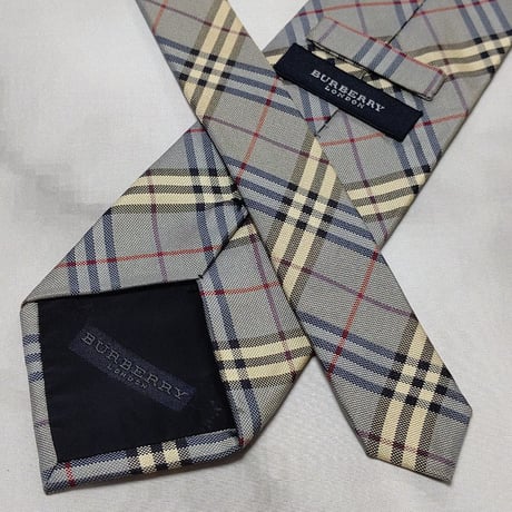 バーバリー Burberry 微光沢 ネクタイ 日本製 シルク100% チェック柄 グレー系 H-008758