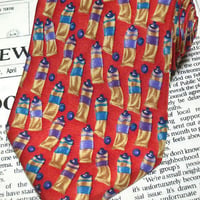 エルメネジルドゼニア Ermenegildo Zegna 美品 ネクタイ イタリア製 シルク100% 絵具 パターン柄 赤系 レッド系 K-005325
