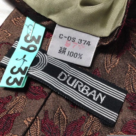 ダーバン DURBAN 良品 微光沢 ネクタイ イタリア生地 日本製 シルク100% 葉柄 リーフ柄 ミックス V-007989