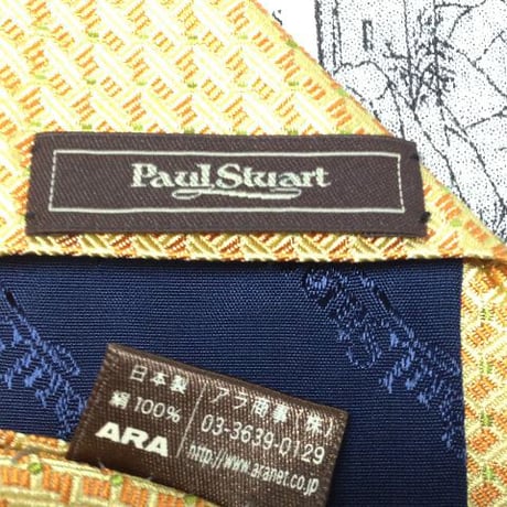 ポールスチュアート PaulStuart 美品 微光沢 ネクタイ 日本製 シルク100% パターン柄 ミックス V-006033