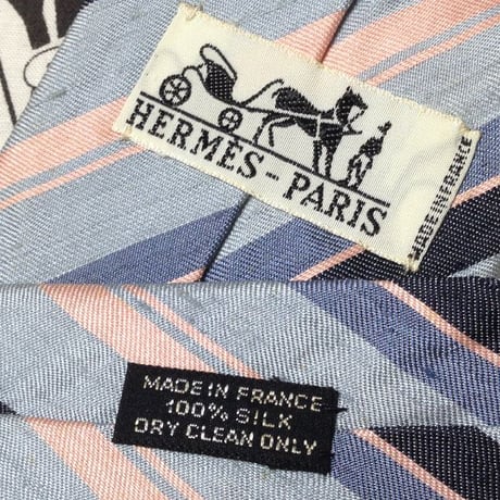エルメス HERMES 微光沢 ネクタイ フランス製 シルク100% 斜めストライプ レジメンタル ミックス D-006570