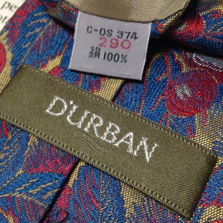 ダーバン DURBAN 微光沢 ネクタイ イタリア生地 日本製 シルク100% 植物柄 ミックス V-006036