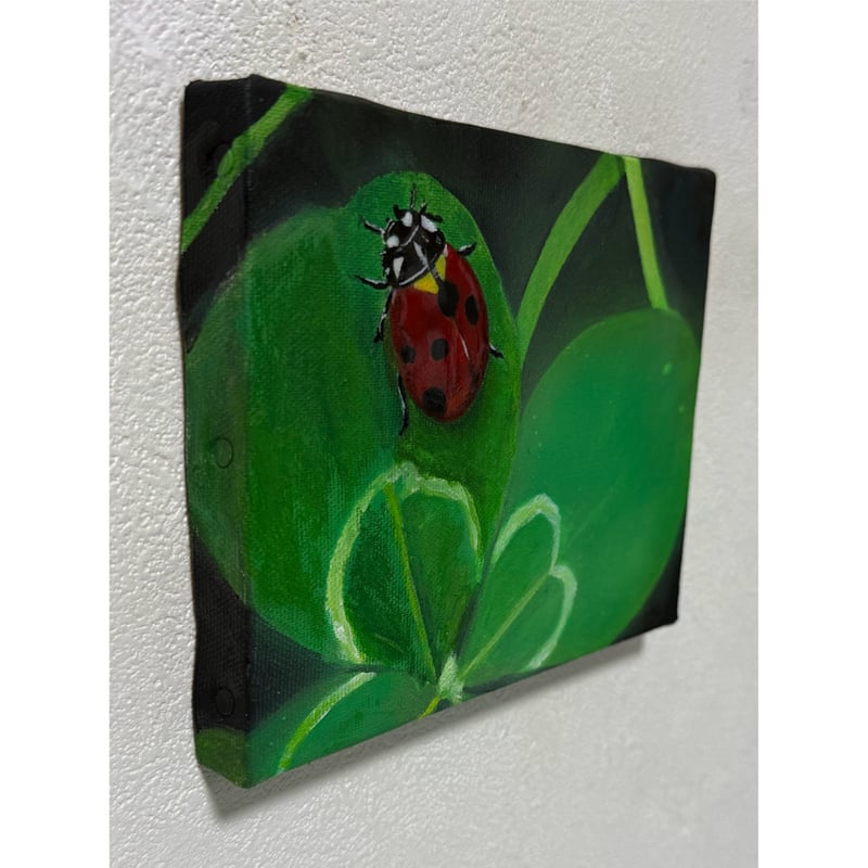 絵画　アクリル絵　アクリル絵の具　画材 キャンバス　額縁　てんとう虫　原画 原画】少し移動したhappyてんとう虫 | Art Gallery