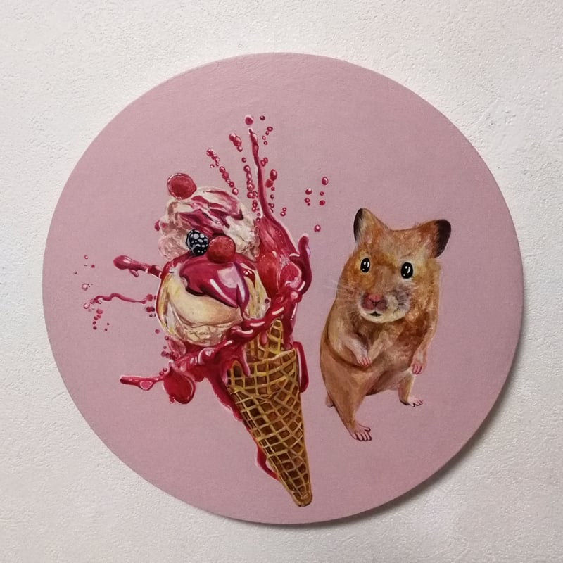 原画　みんなでアイスクリーム 原画】ハムスターとアイスクリーム | Art Gallery