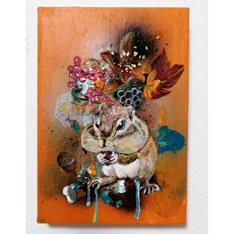 銅板 美術 図工 絵画 動物 ハンドメイド イラスト 写真 りす リス 