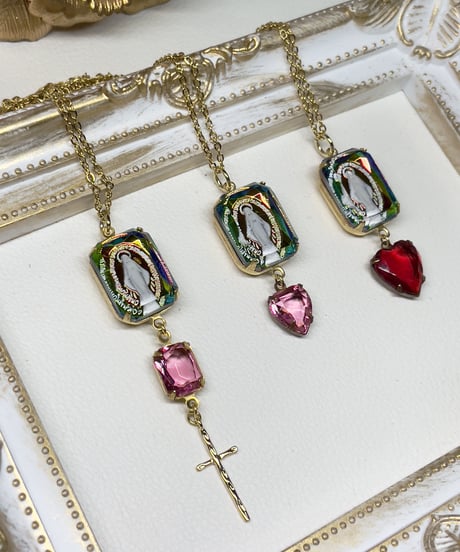 vintage galass （pink Heart）