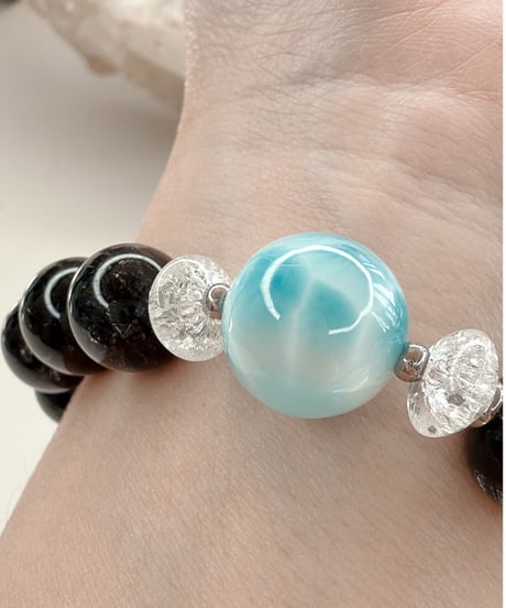 High Quality Black Rutile Quartz × High Quality Larimar (限定１本)