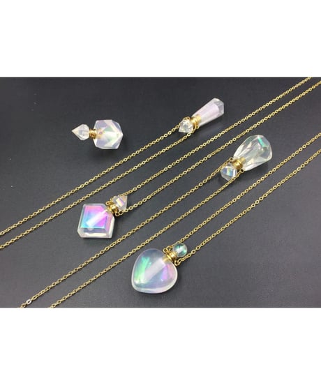 Aura Quartz Crystal Bottle Pendant Necklace