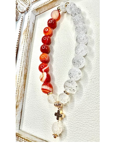 Orange Striped Agate × Crackle Quartz